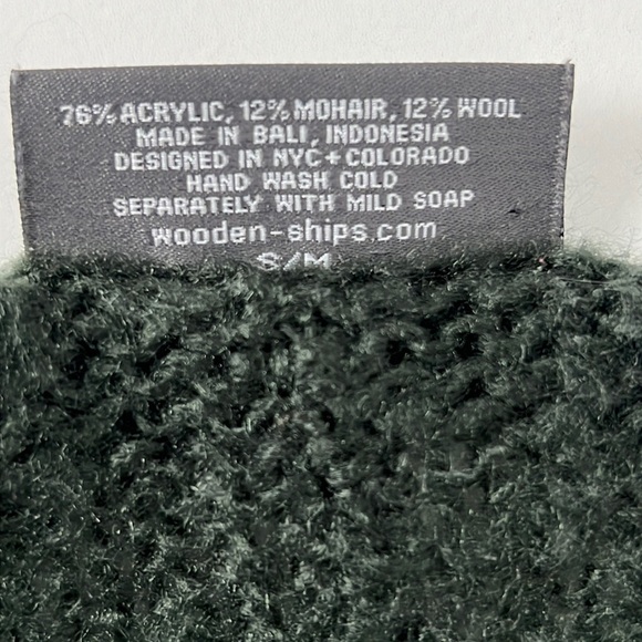 Wooden Ships Asymmetrical Hem Luxury Knit V-Neck Sweater Deep Dark Green S/M - Picture 7 of 7